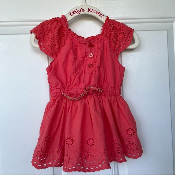 Calvin Klein Other - •Calvin Klein• Coral  Eyelet Lined Casual Dress - Size 12 Months